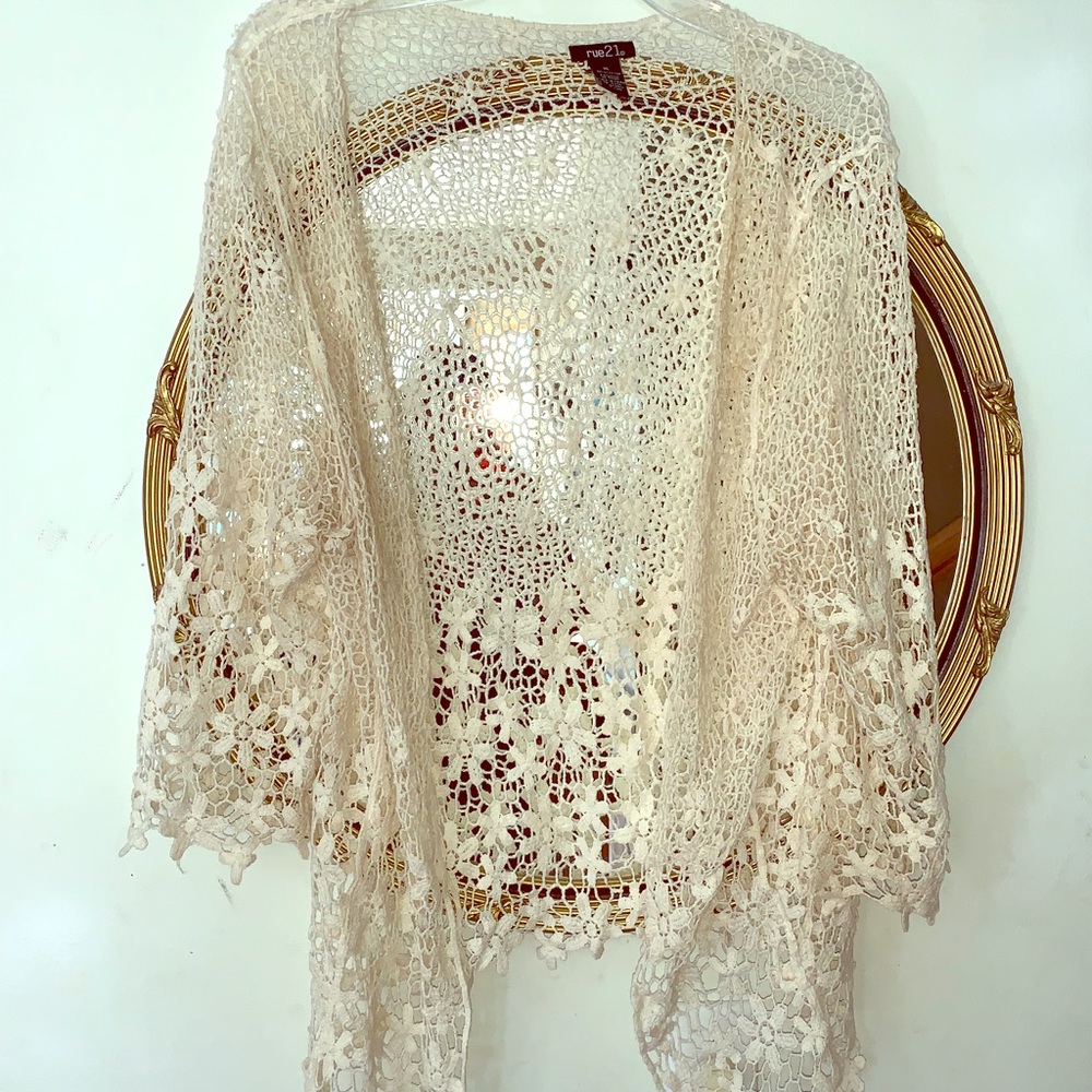 Lace off white cardigan